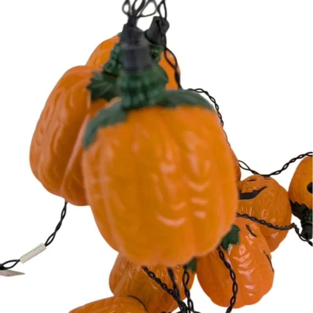 Vtg Halloween Blow‎ Mold Pumpkin Jack O Lantern Indoor Light String Tested
